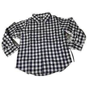 Crewcuts Boys 2T Button Down Up Longsleeve Top Blue White Check Gingham Shirt